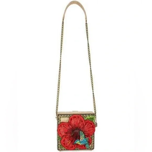 Mary Frances “Meet Me in the Tropics” Crossbody Hibiscus Hummingbird Bag